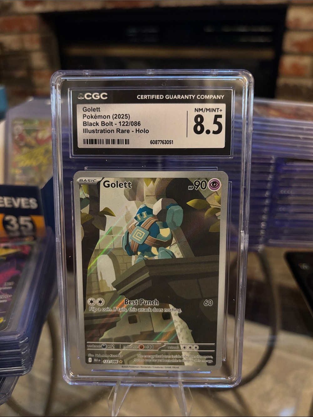 CGC 8.5 Golett Full Art Illustration Rare Pokemon Black Bolt 122/086